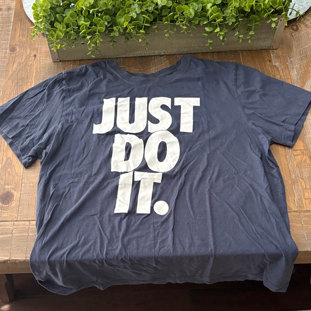 Nike Dark Blue T-Shirt with White Slogan